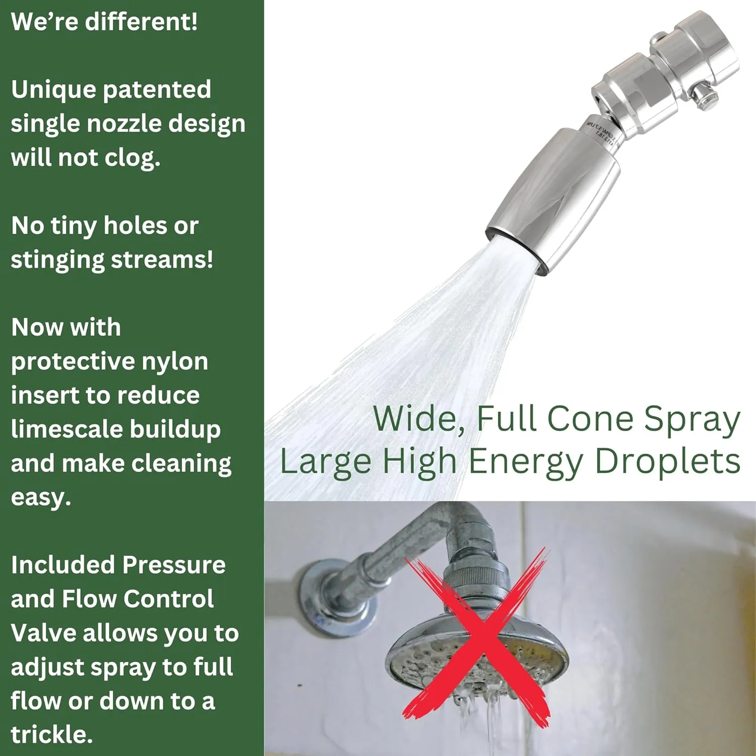 High Sierra Showerheads® - CLASSIC™ Solid Metal 1.8 GPM Award Winning, Low Flow Shower Head with Trickle Valve, Patented Nozzle Never Clogs - Polished Chrome Finish