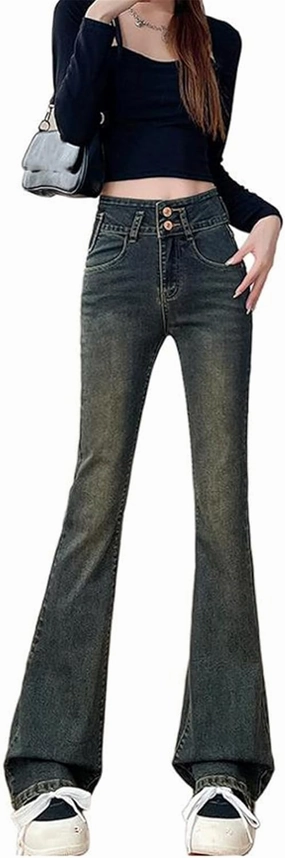 High-Waisted Thin Pants Women Autumn Retro Slim Jeans