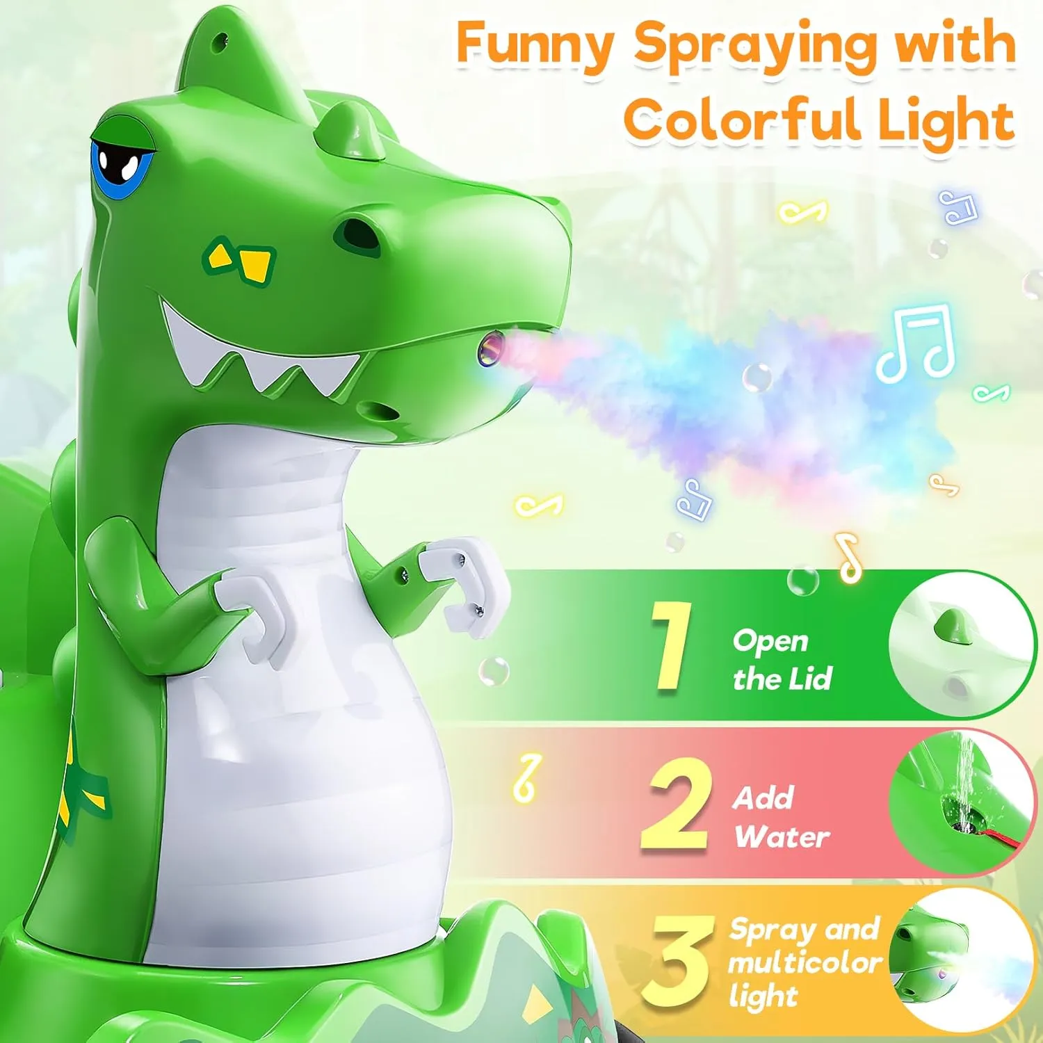 Hikole Toddler Bumper Car for Kids 1.5-6, 12V Baby Ride on Bumper Cars with Remote Control, 360 Degree Spin, Music, LED Lights, Wide Seat, Spray, Electric Ride on Toys Boys Girls, Green Dinosaur