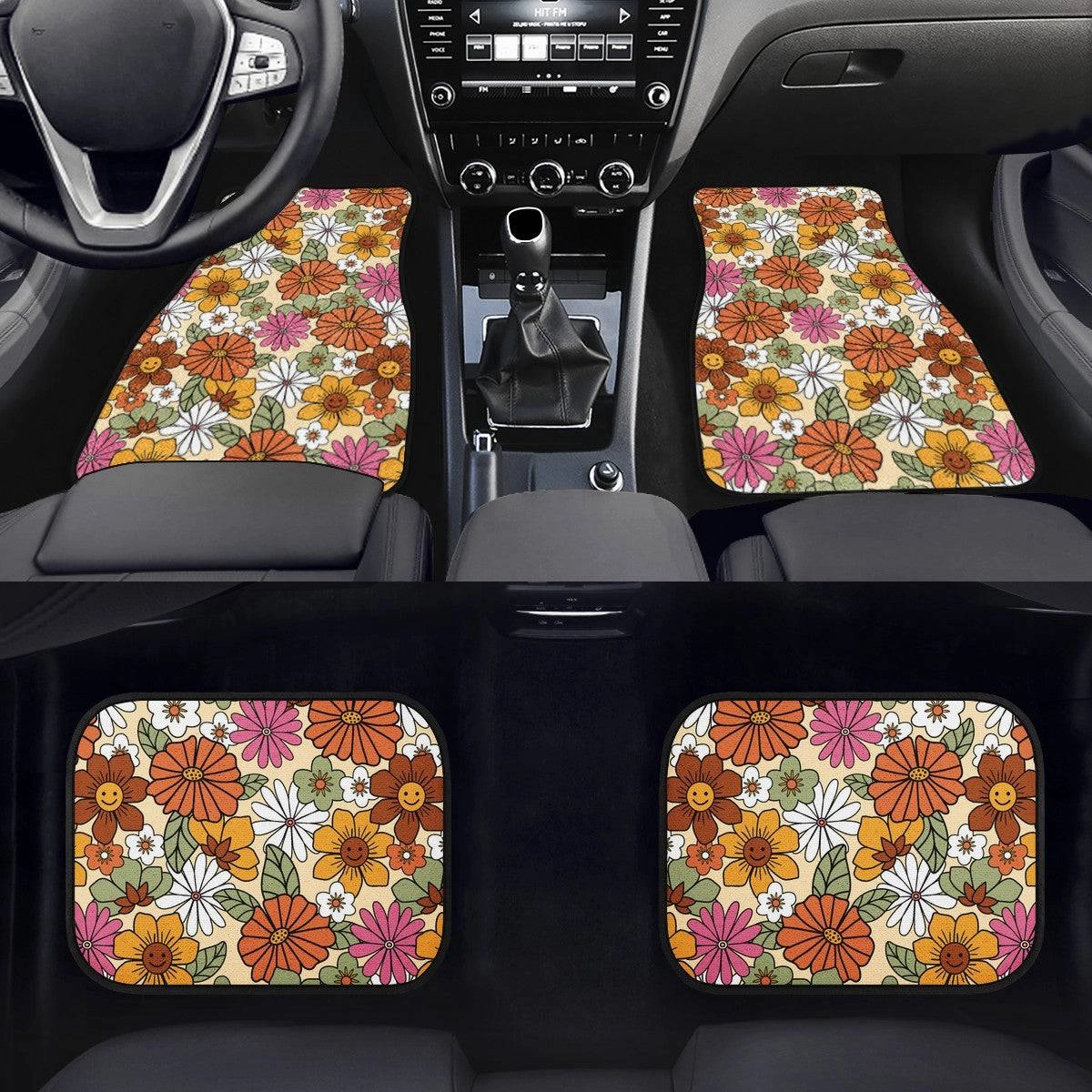 Hippie Flower Power Car Floor Mats