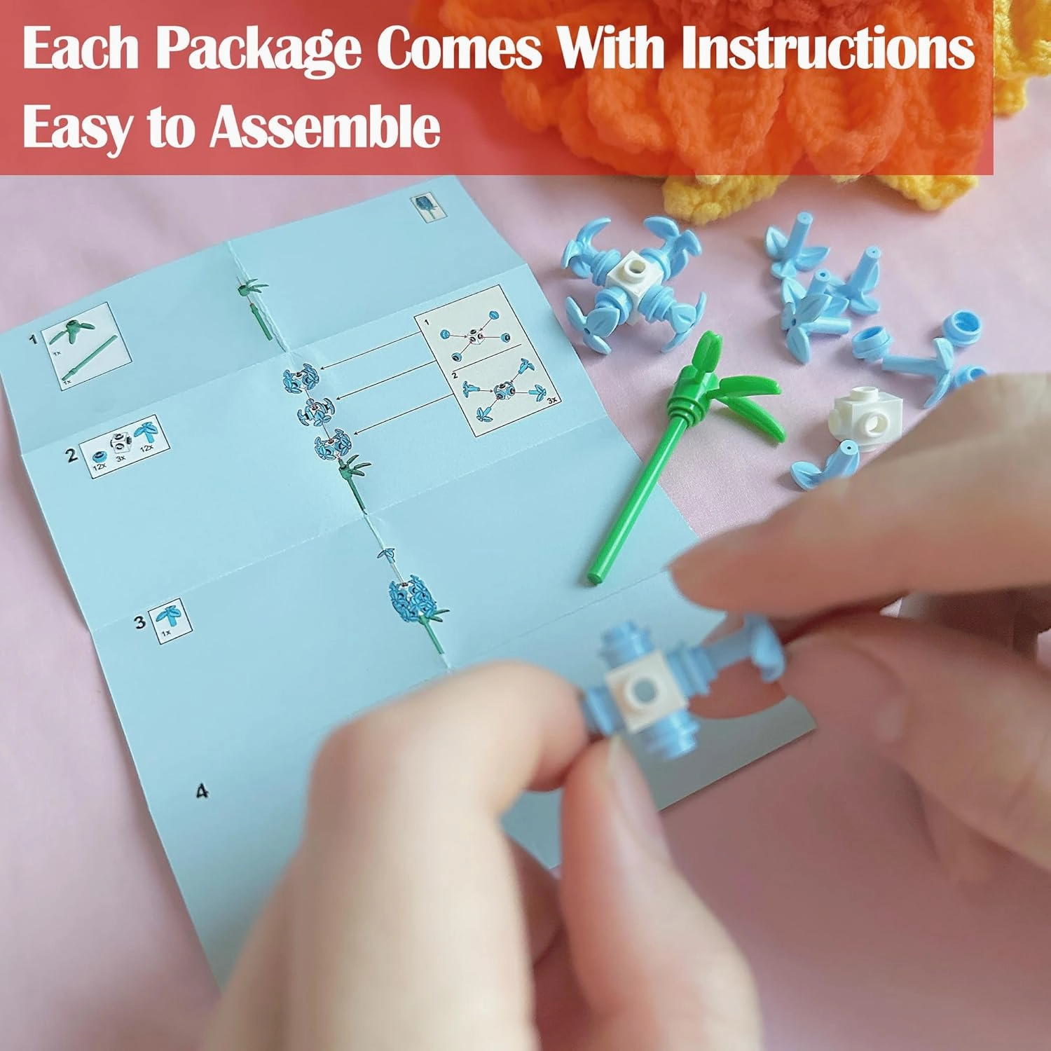 Holiday Day Gifts, 24 Pack Flower Building Blocks Kits with Greeting Cards for School Classroom, Rose Toys for 6  Years Old Teens, Holiday Party Exchange Favor Romantic