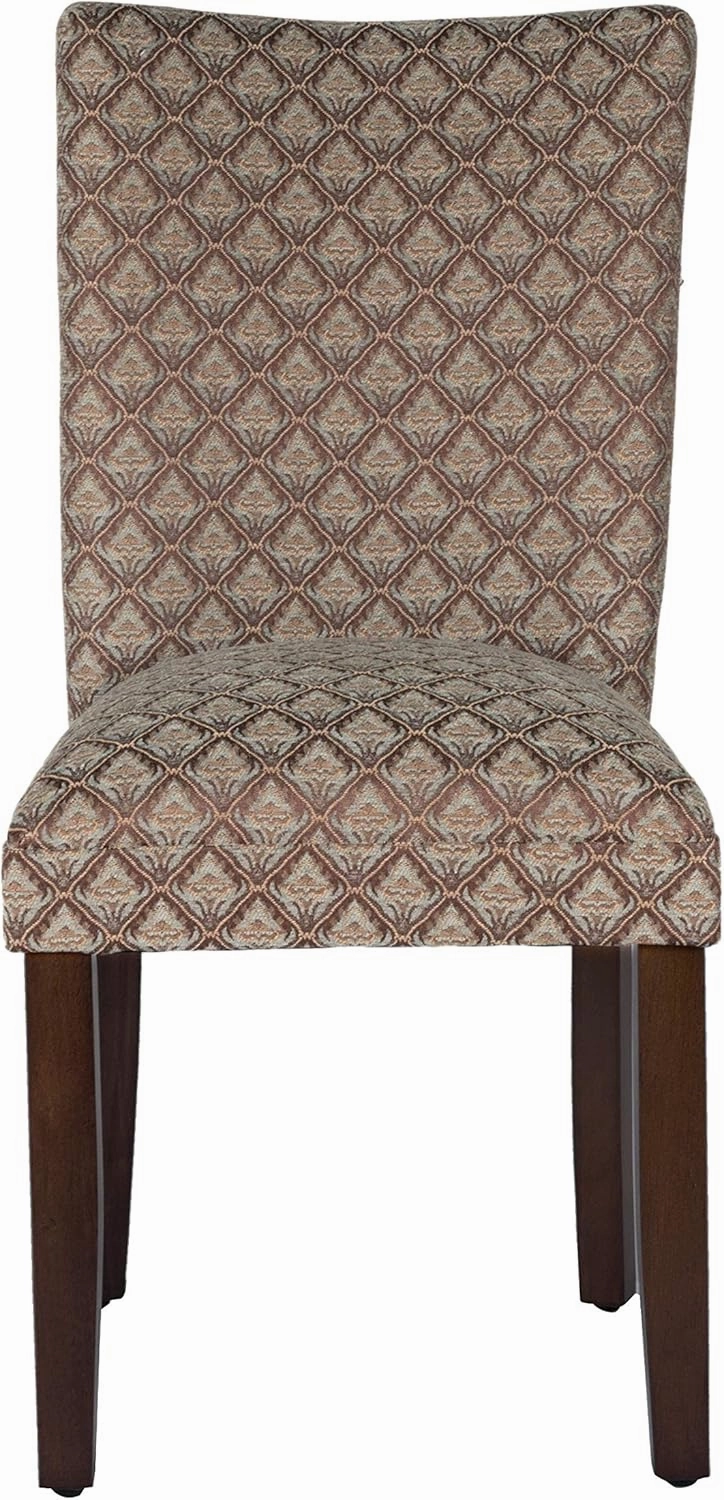 Homepop Home Decor |K1136-F662 | Classic Upholstered Parsons Dining Chair | Single Accent Dining Chair, Blue & Brown Damask