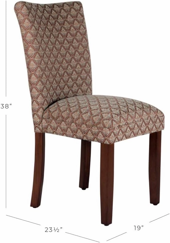Homepop Home Decor |K1136-F662 | Classic Upholstered Parsons Dining Chair | Single Accent Dining Chair, Blue & Brown Damask