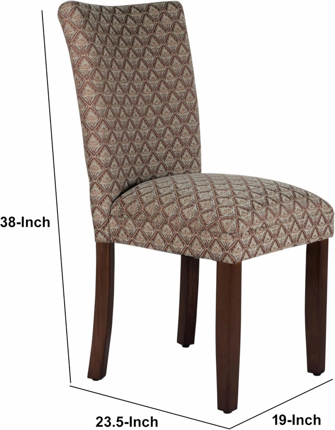 Homepop Home Decor |K1136-F662 | Classic Upholstered Parsons Dining Chair | Single Accent Dining Chair, Blue & Brown Damask