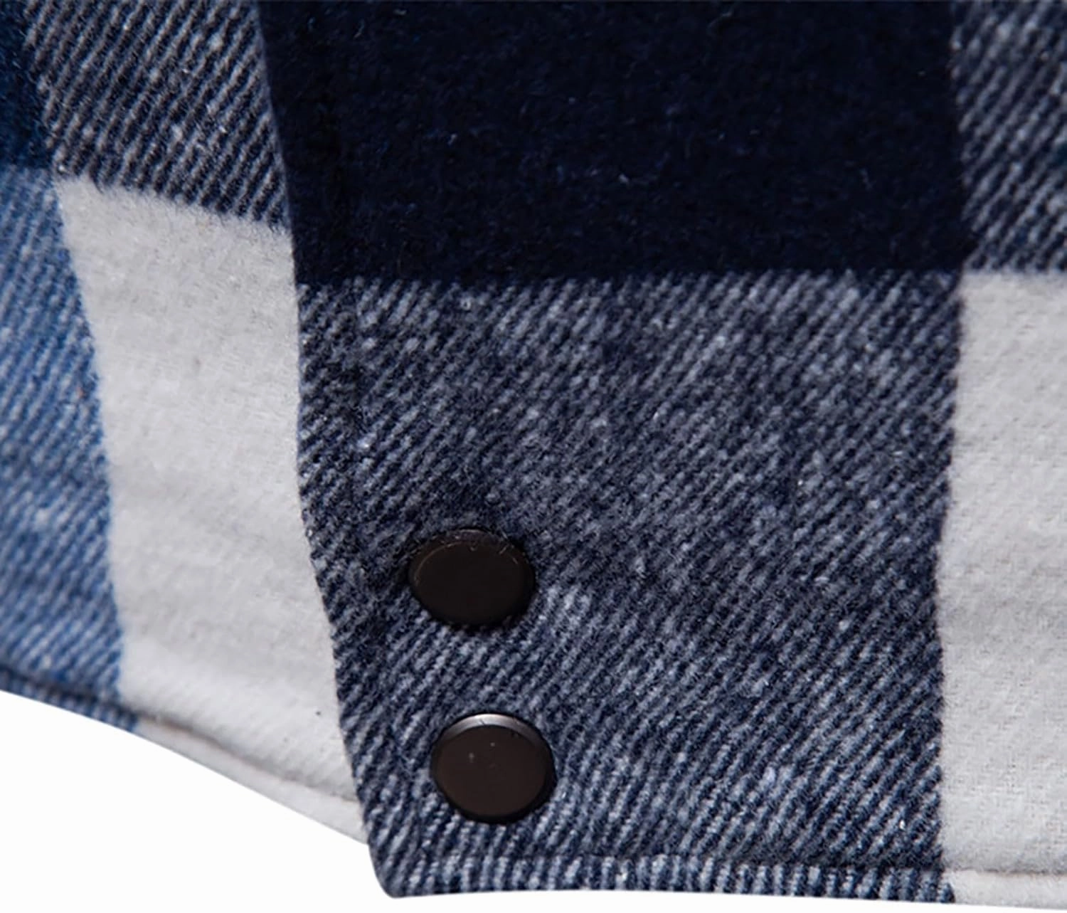 Hoodies for Men Winter Fashion Plaid Single Sided Velvet Pocket Hooded Buckle Composite Coat Jacket Thick Coat Men