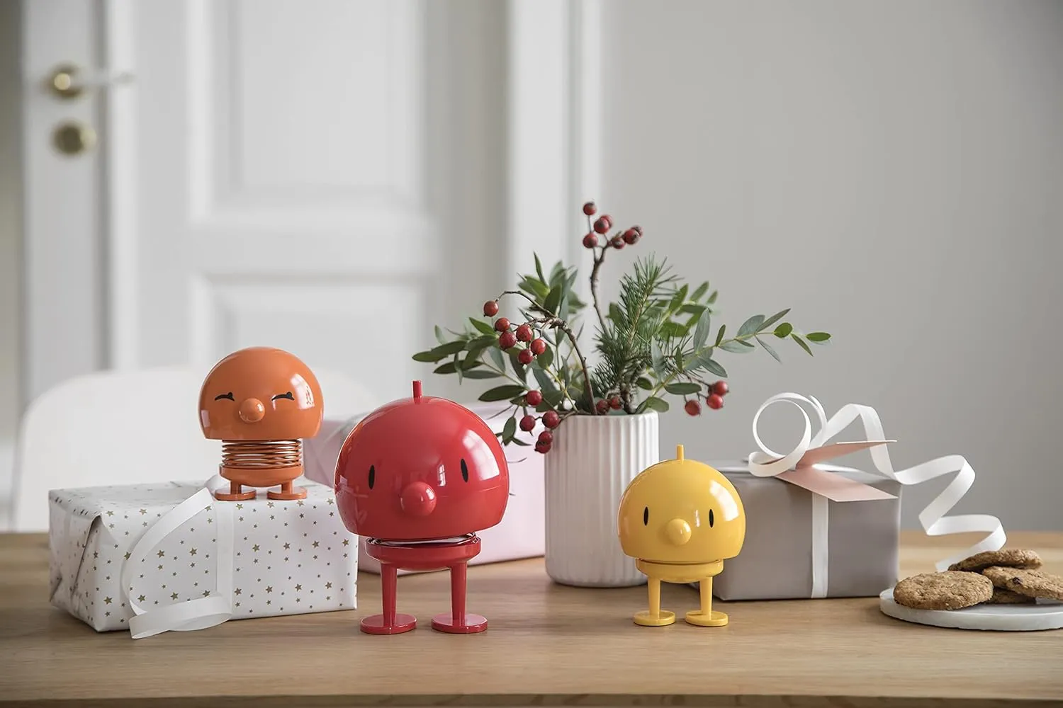 Hoptimist Junior Bumble, Home Decor Ornament - Wobble Figure, Plastic W/Metal Spring, Medium - Creates Cheerful Movement- (Red)