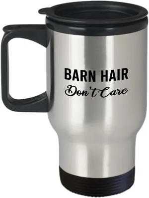 Horseback Rider Travel Mug Insulated Coffee Tumbler - Horse Lover Equestrian Horse Ride Riding Sports Racing Themed Gifts Funny Cute Gag Idea - Hair Dont Care