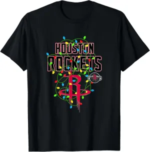 Houston Rockets NBA Christmas T-Shirt - Unisex Adults & Kids - Black - Small - Short Sleeve - Classic Fit - Modern Graphic Tee - Licensed Graphics