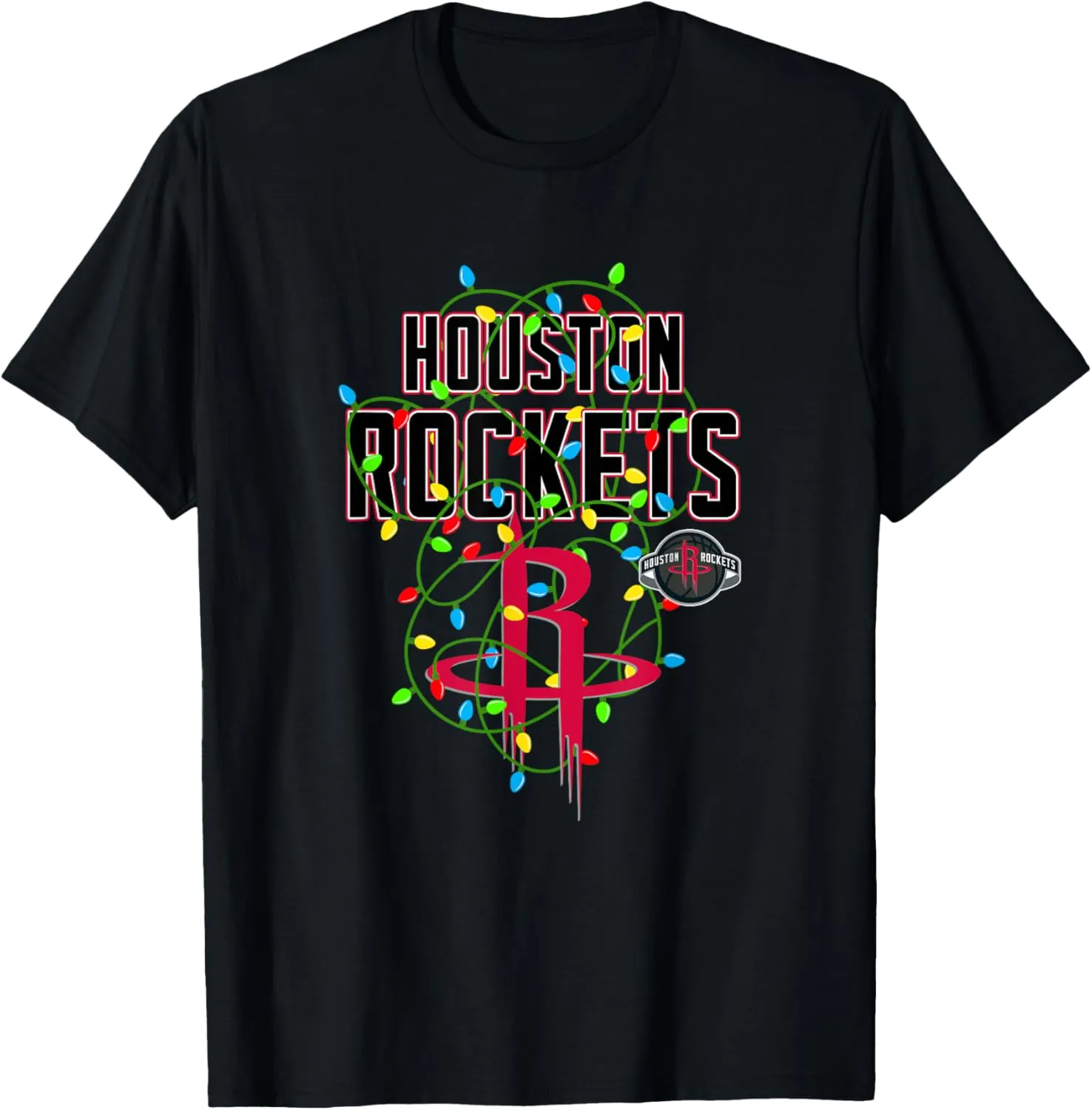 Houston Rockets NBA Christmas T-Shirt - Unisex Adults & Kids - Black - Small - Short Sleeve - Classic Fit - Modern Graphic Tee - Licensed Graphics