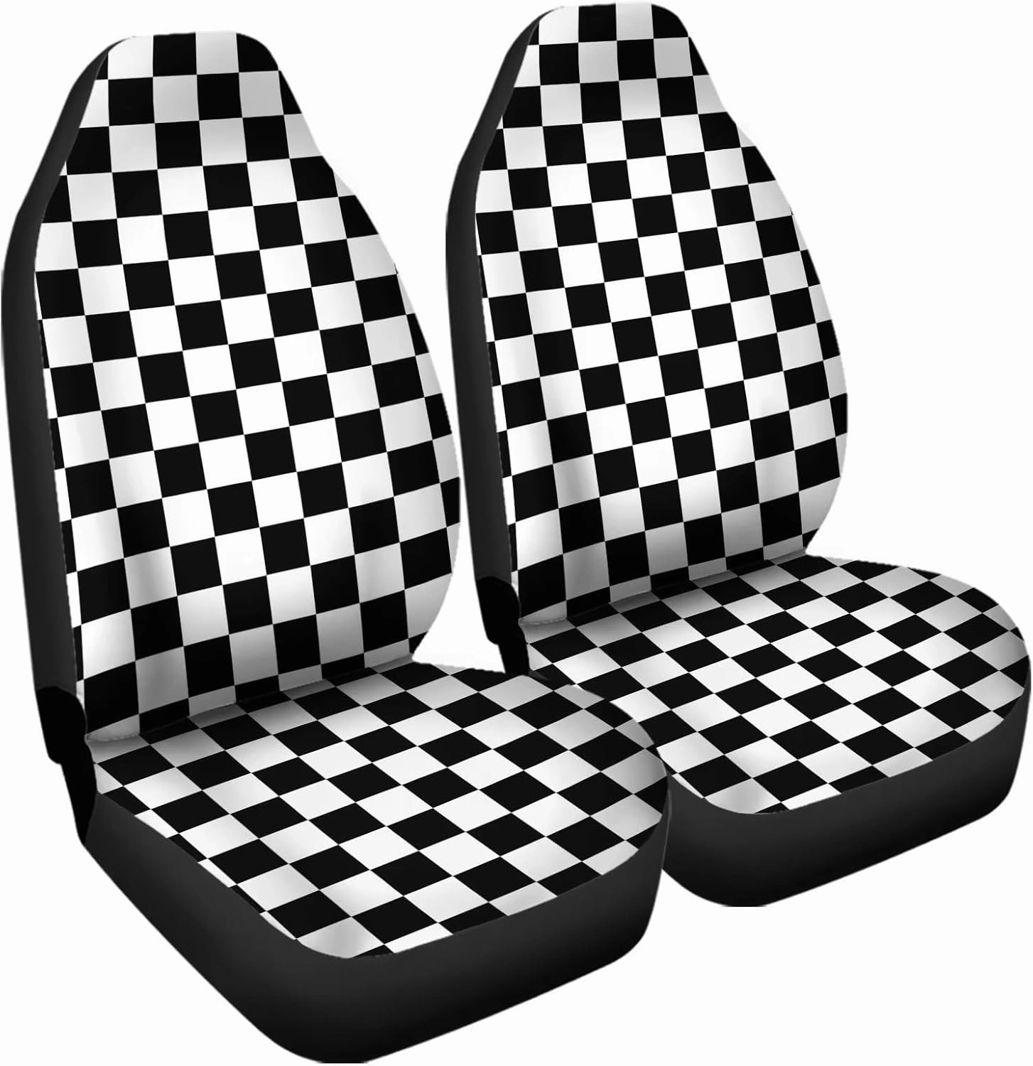 Howilath Thin Car Seat Cover Set of 2, Universal Checkerboard Print Hippie Van Pattern Front Seats Covers