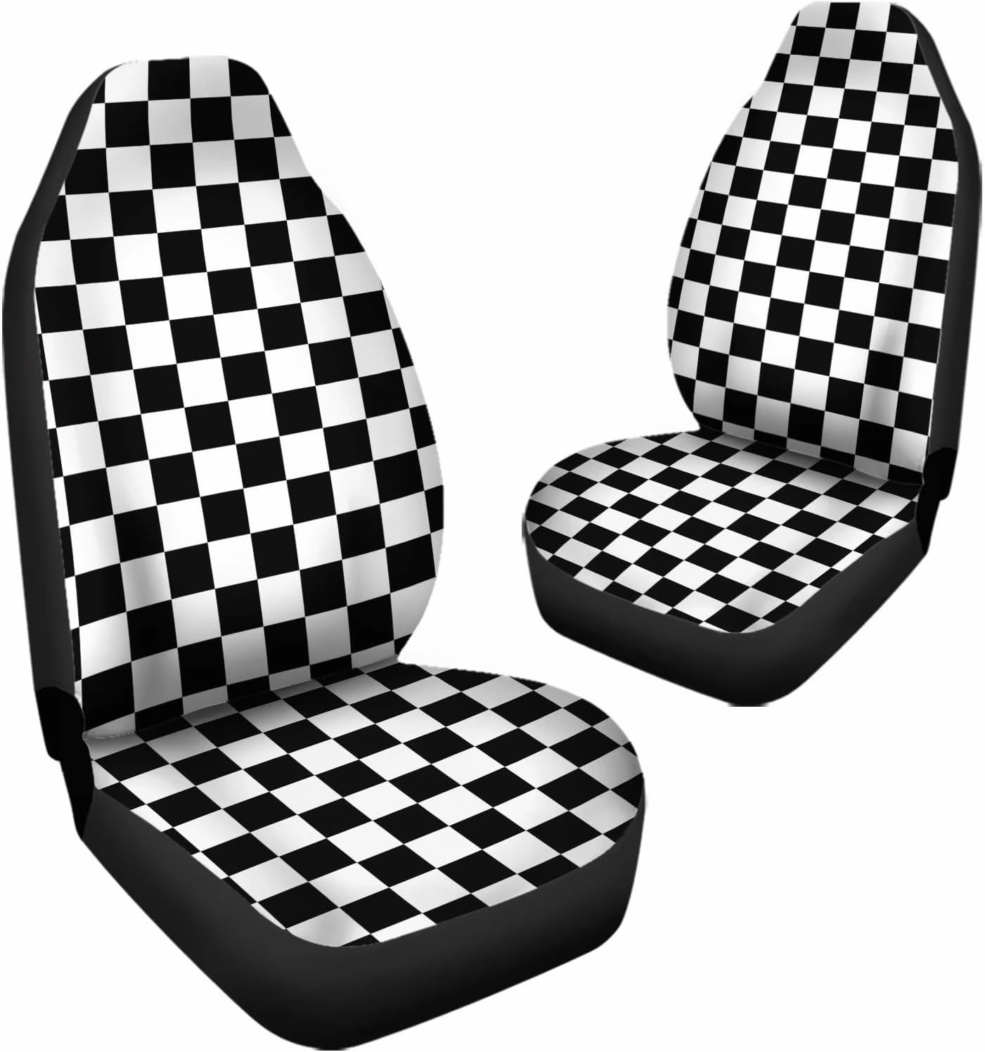 Howilath Thin Car Seat Cover Set of 2, Universal Checkerboard Print Hippie Van Pattern Front Seats Covers