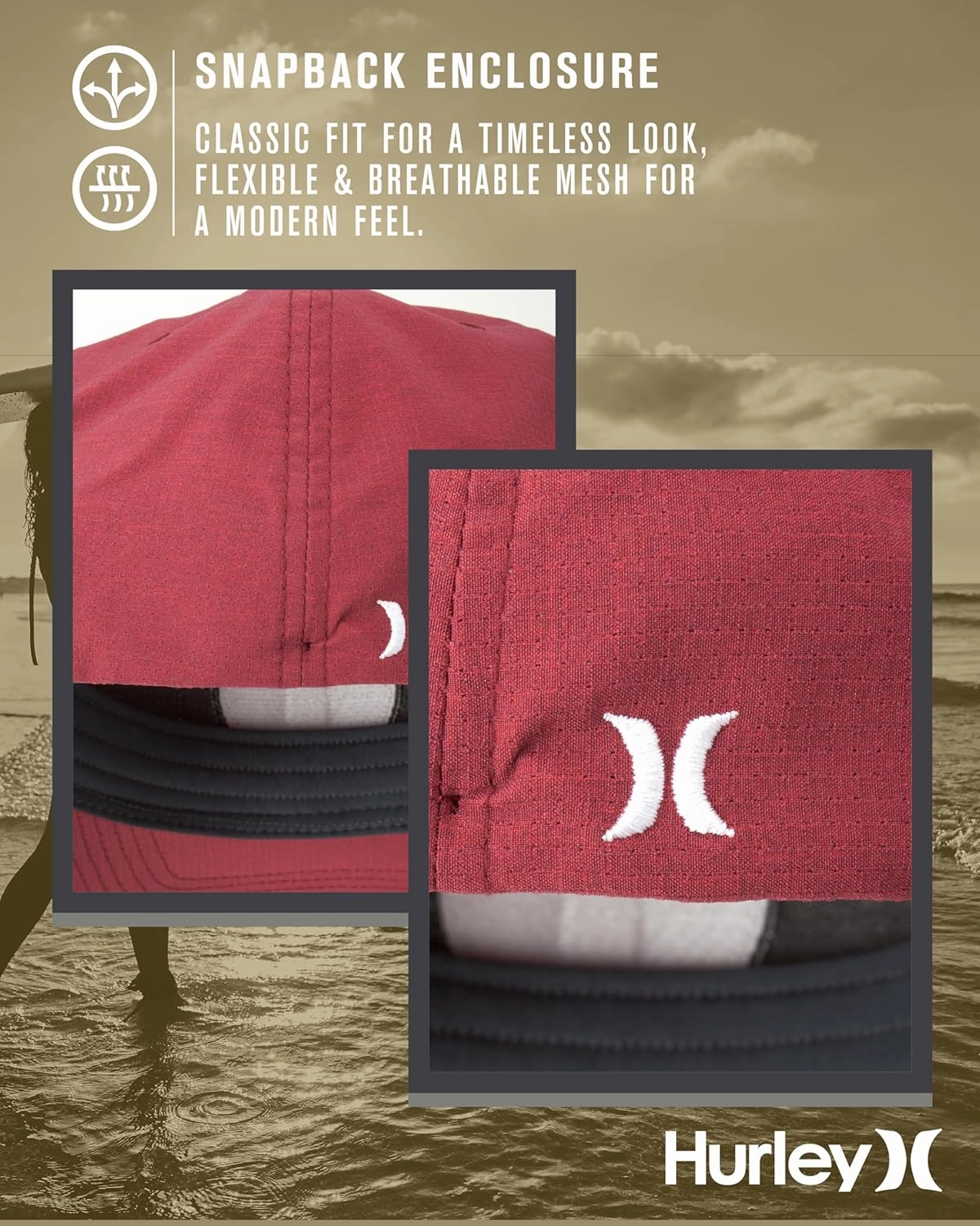 Hurley Men's Caps - Flexfit and Quick-Dry Phantom Baseball Caps for Men with Sweatband - Classic Mens Trucker Hats (S-XL)