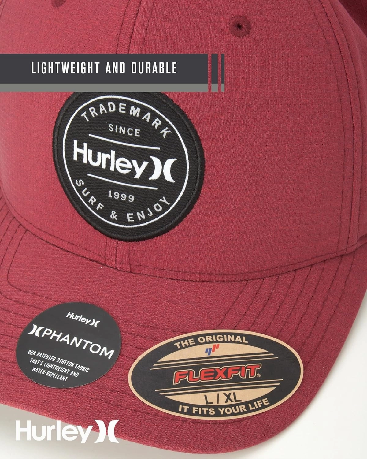 Hurley Men's Caps - Flexfit and Quick-Dry Phantom Baseball Caps for Men with Sweatband - Classic Mens Trucker Hats (S-XL)