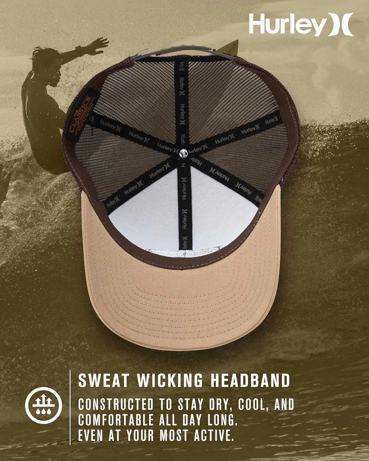 Hurley Men's Trucker Hat - Curved Bill Regular Fit Left Coast Baseball Cap for Men - Snap Back Mesh Panel Ball Cap