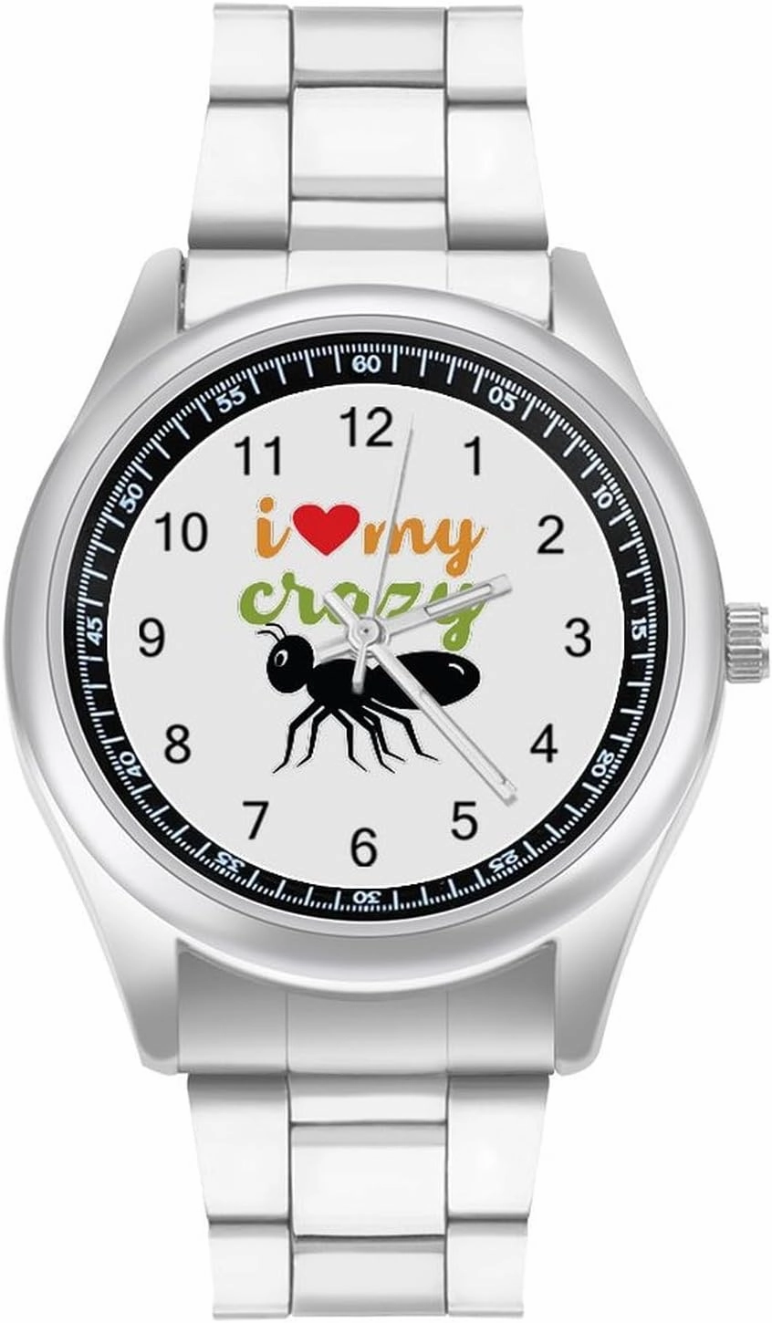 I Love My Crazy Aunt Casual Wrist Watches for Men Classic Business Dress Watch Big Face for Work Gym