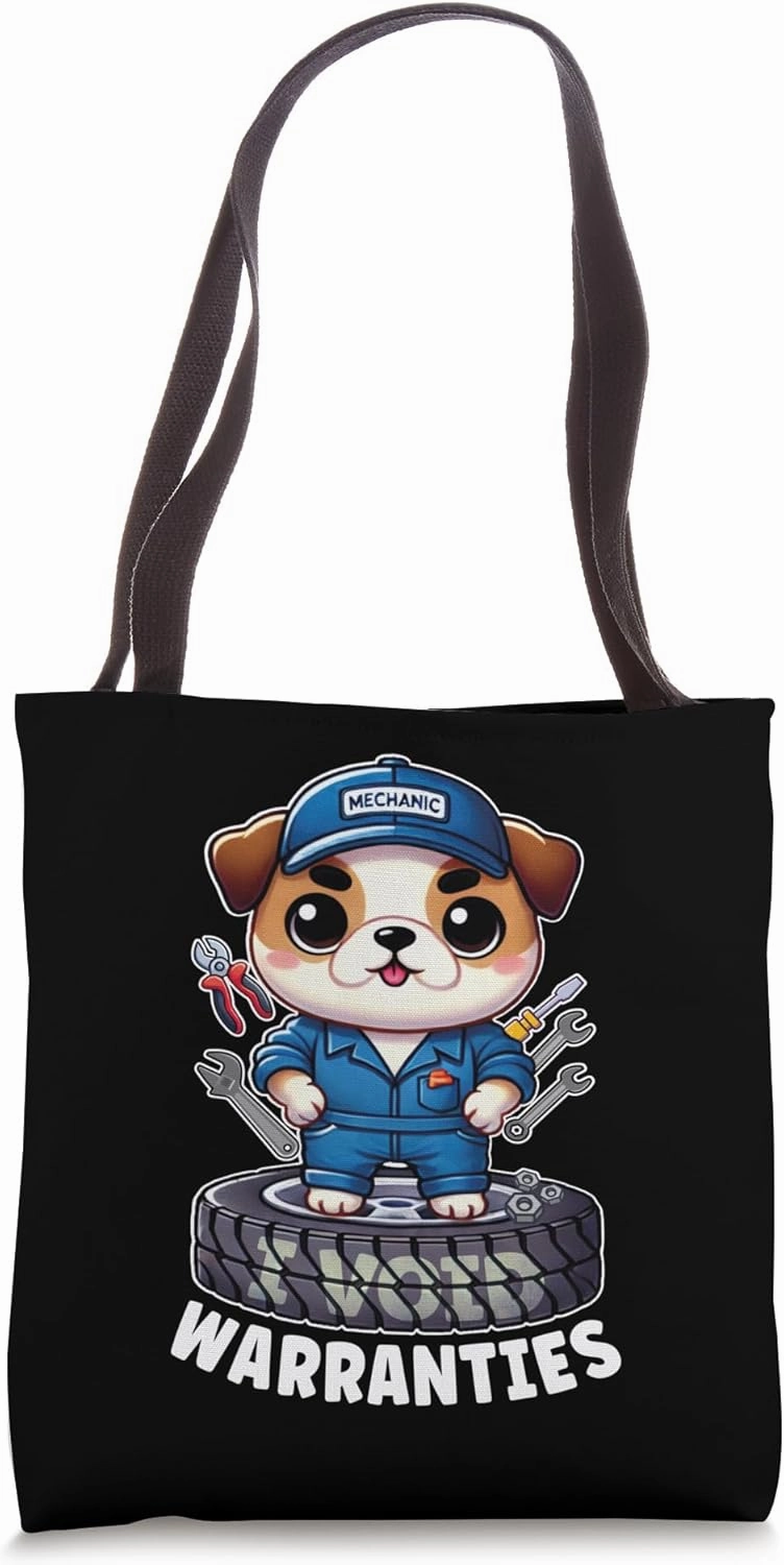 I Void Warranties Kawaii Mechanic Bulldog Garage Automotive Tote Bag