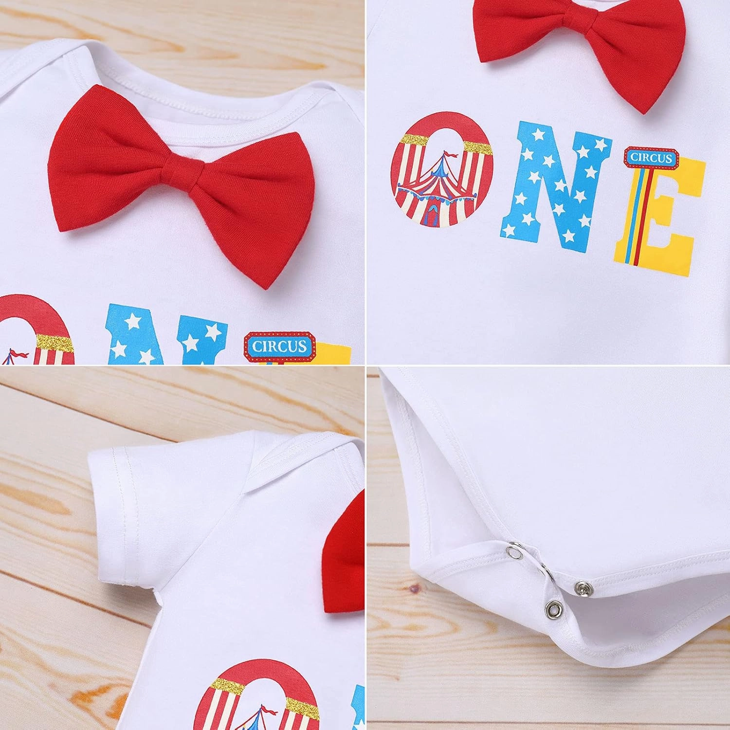 IBTOM CASTLE Circus Carnival Theme 1st Birthday Cake Smash Outfit for Baby Boy Suspenders Bowtie Hat Photo Props Costume