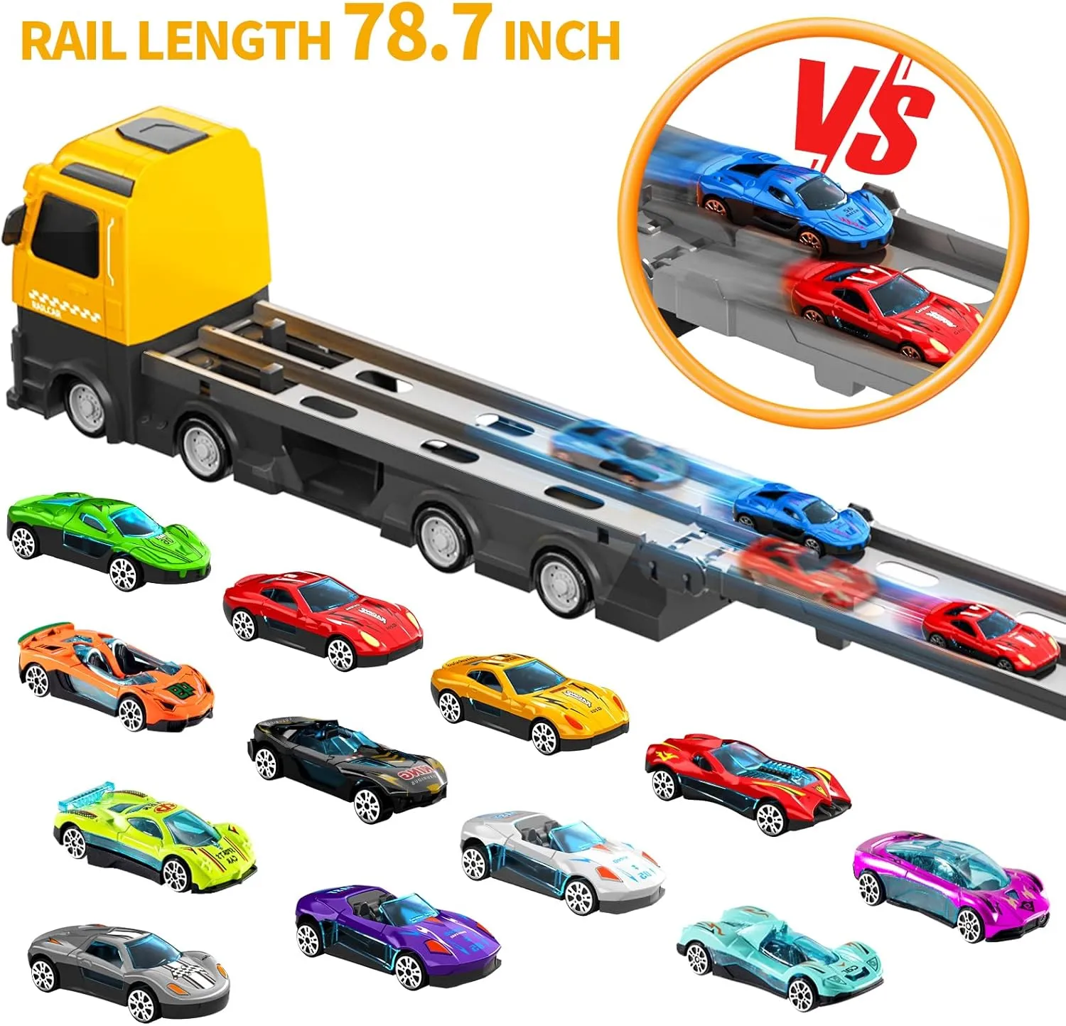 IHAHA 78 inches Transport Truck with 24pcs Die-Cast Cars Toys, Cars Toddler Toys Gifts for 2 3 4 5 6 7 Years Old Boys Girls Kids, Boys Toys Age 3-5 4-7