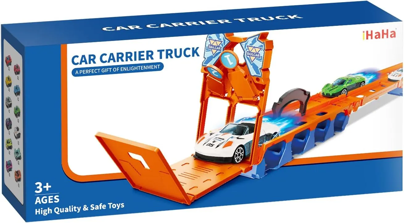 IHAHA 78 inches Transport Truck with 24pcs Die-Cast Cars Toys, Cars Toddler Toys Gifts for 2 3 4 5 6 7 Years Old Boys Girls Kids, Boys Toys Age 3-5 4-7