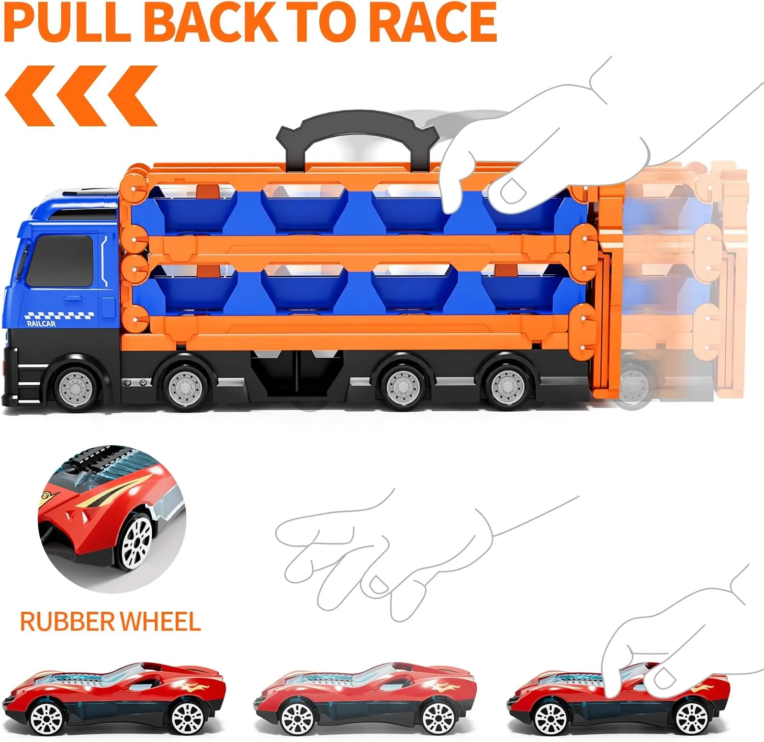 iHaHa 78 inches Transport Truck with 24pcs Die-Cast Cars Toys, Cars Toddler Toys Gifts for 2 3 4 5 6 7 Years Old Boys Girls Kids, Boys Toys Age 3-5 4-7