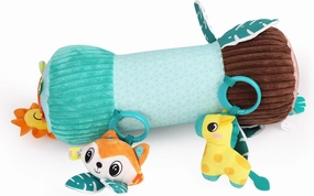 Inflatable Baby Pillow Tummy Time Toys for Newborn, Montessori Sensory Crawling Toy for Babies with Detachable Mirror, Squeaker, Teether & Rattle, Help with Brain Development (Fox)