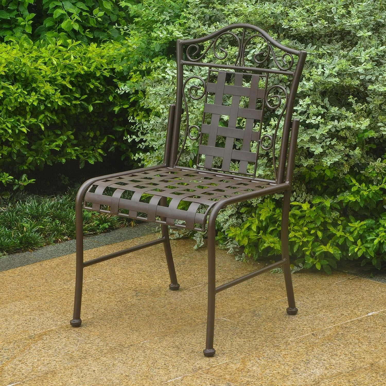 International Caravan Mandalay Iron Patio Set of 2 Bistro Chairs
