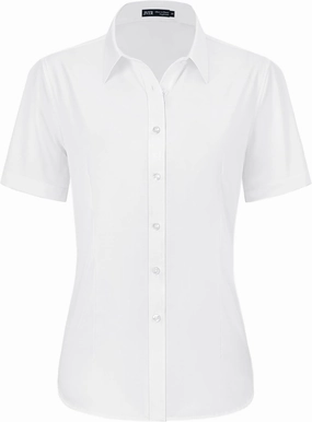 J.VER Womens Button Down Shirts Stretch Wrinkle Free Formal Short Sleeve Dress Shirt Summer Work Blouses Business Casual Tops