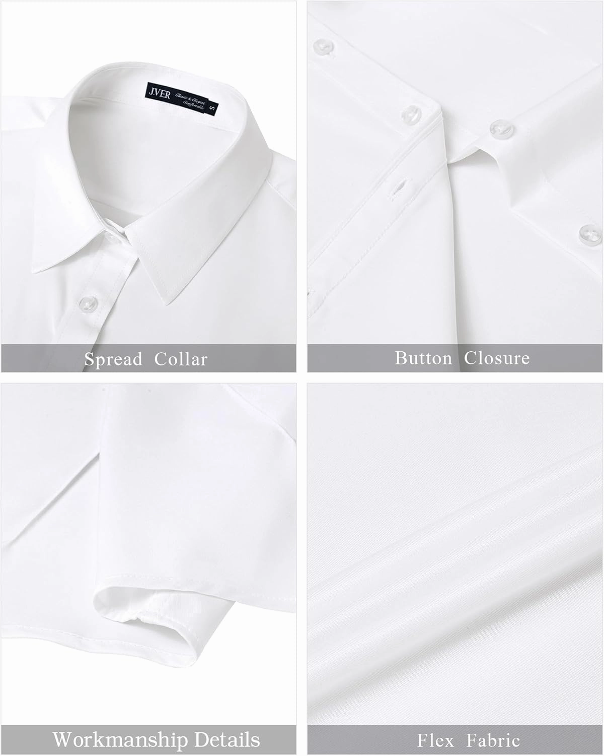 J.VER Womens Button Down Shirts Stretch Wrinkle Free Formal Short Sleeve Dress Shirt Summer Work Blouses Business Casual Tops