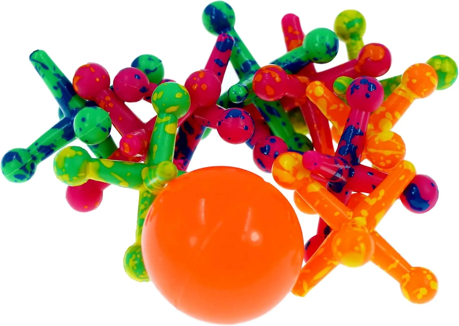 JA-RU Jumbo Jax Toy Set (6 Pack) Soft Rubber Jacks Game with Ball | Classic Old Fashioned Games for Kids | 90s Toys Nostalgia, Vintage Stocking Stuffers & Party Favor. 6569-6p