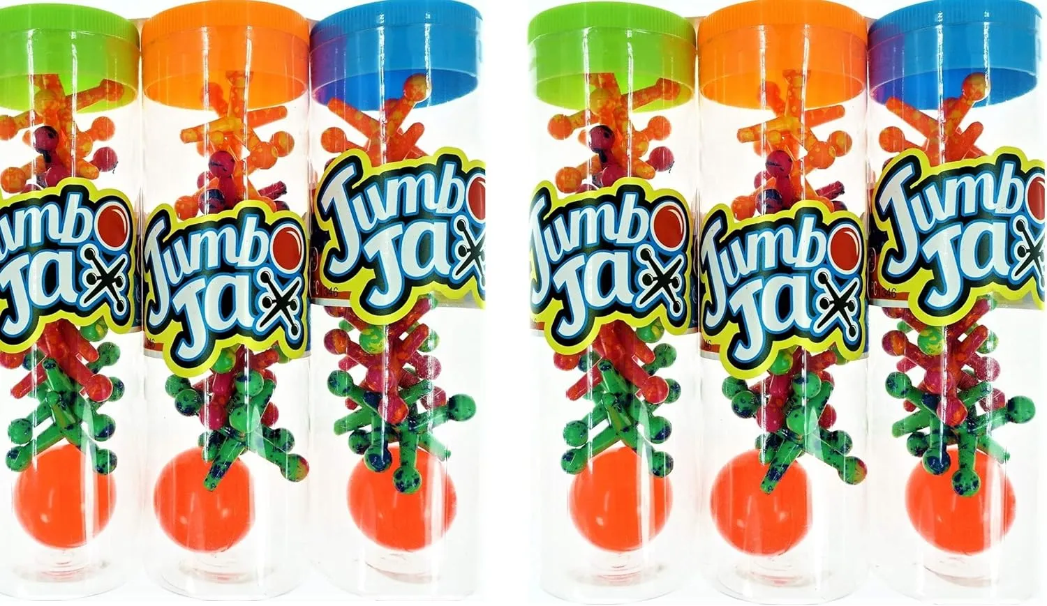 JA-RU Jumbo Jax Toy Set (6 Pack) Soft Rubber Jacks Game with Ball | Classic Old Fashioned Games for Kids | 90s Toys Nostalgia, Vintage Stocking Stuffers & Party Favor. 6569-6p