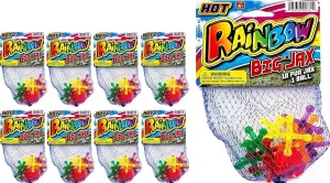 JA-RU Jumbo Jax Toy Set w/Rubber Ball (8 Jax Set) Rainbow Neon Color Jacks Game for Kids & Adults. Classic Retro Toys. Bulk Birthday Party Favors Vintage Stocking Stuffers Pinata Filler. 731-8A