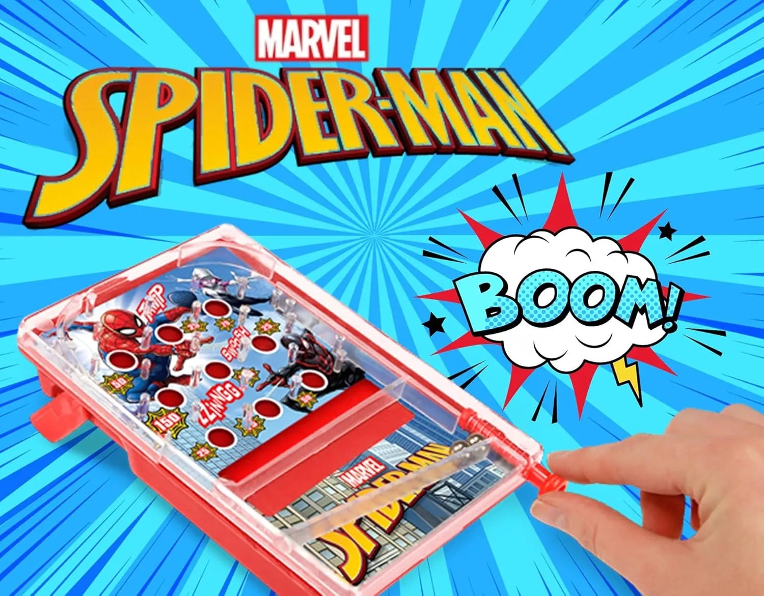 JA-RU Marvel Avengers & Spiderman Pinball Arcade Game (8 Mini Pinball Game Assorted) Superhero Themed Handheld Pinball Games for Kids. Portable Pocket Travel Toy. AB-6807-8