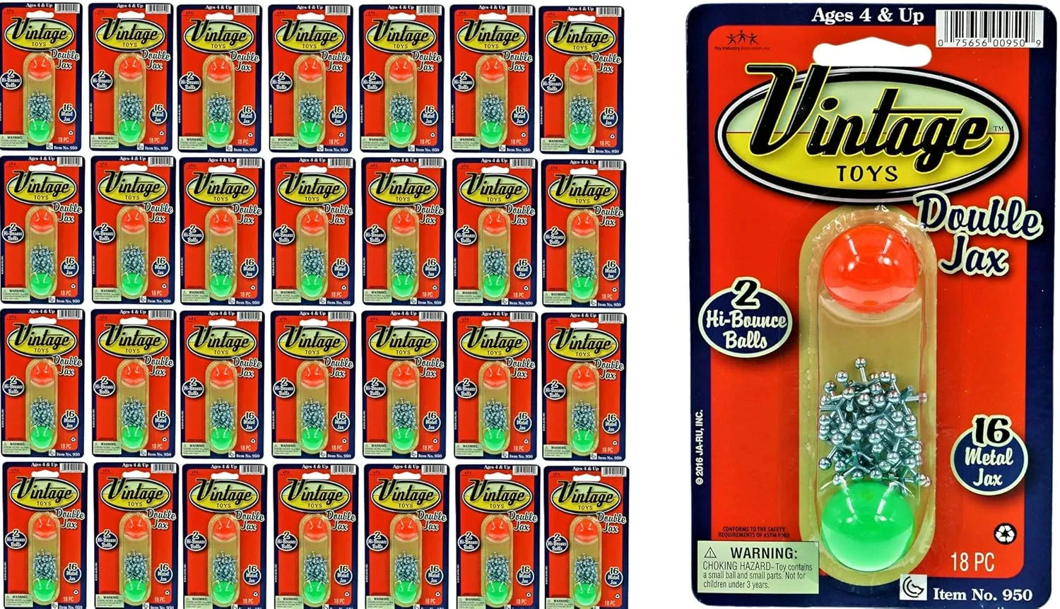 JA-RU Metal Jacks Game with Ball (36 Jax Game Set) 2 Small Bouncy Balls. 90s Toys Nostalgia Vintage Board Games for Kids. Bulk Tween Party Favors & Pinata Filler. 950-36s