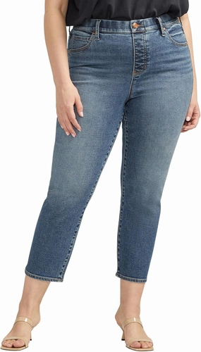 JAG Women's Plus Size Valentina High Rise Straight Leg Cropped Jeans