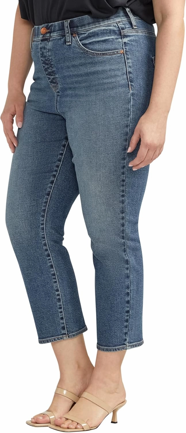 JAG Women's Plus Size Valentina High Rise Straight Leg Cropped Jeans