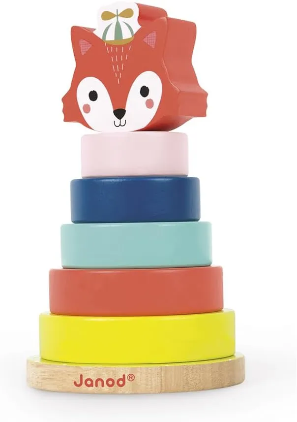 Janod Baby Forest Fox Wood Stacker - Ages 1  - J08014