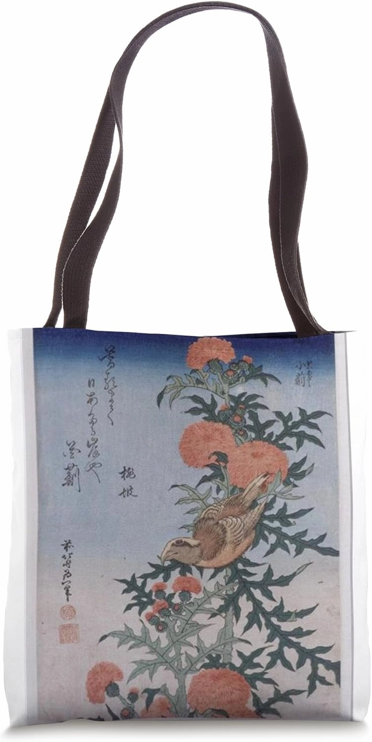 Japanese Art: Crossbill and Thistle Great Top Vintage Art Tote Bag