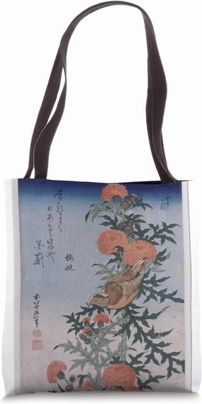 Japanese Art: Crossbill and Thistle Great Top Vintage Art Tote Bag