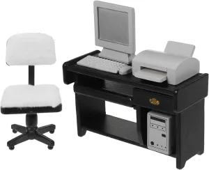 jarbins 1 Set Miniature Computer Toys Mini Office Desktop Chair Simulation Office Furniture Dollhouse Desk Ornament for Kids Doll House Accessories