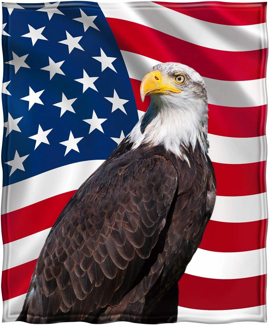 Jekeno American Flag Gifts Blanket for Men Women, Eagle USA Flag Throw Blankets for Adult Kids Boys Girls, Christmas Birthday Independence Day American Decor Gifts for Home Bed Couch