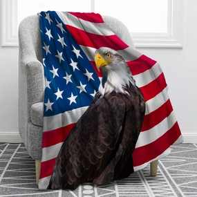 Jekeno American Flag Gifts Blanket for Men Women, Eagle USA Flag Throw Blankets for Adult Kids Boys Girls, Christmas Birthday Independence Day American Decor Gifts for Home Bed Couch
