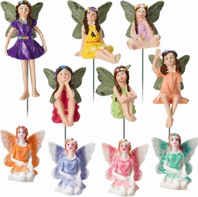 Jetec 10 Pcs Garden Miniatures Fairies Mini Figurine Fairy Accessories Decor for Outdoor Yard Home Decoration(Cute Color)