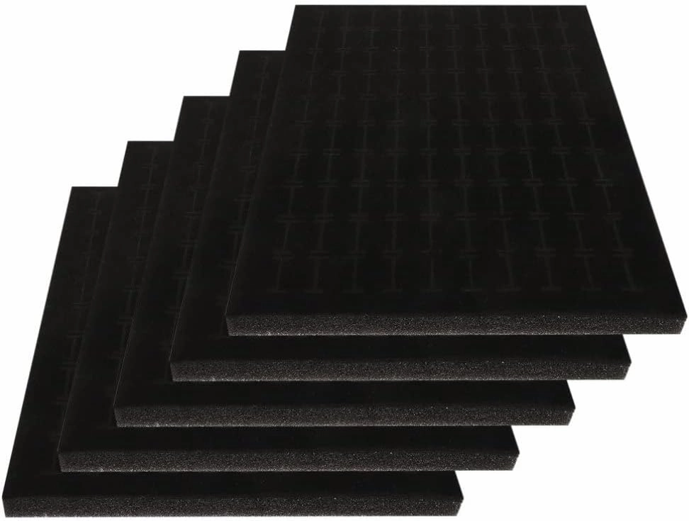 Jewelry Display Tray Inserts 5 Pack Black Velvet Ring Insert Display Trays, Jewelry Display Pad Tray Jewelry Display Insert Foam Pads for Jewelry Showcase, Storage Displays (11 x 7 In)