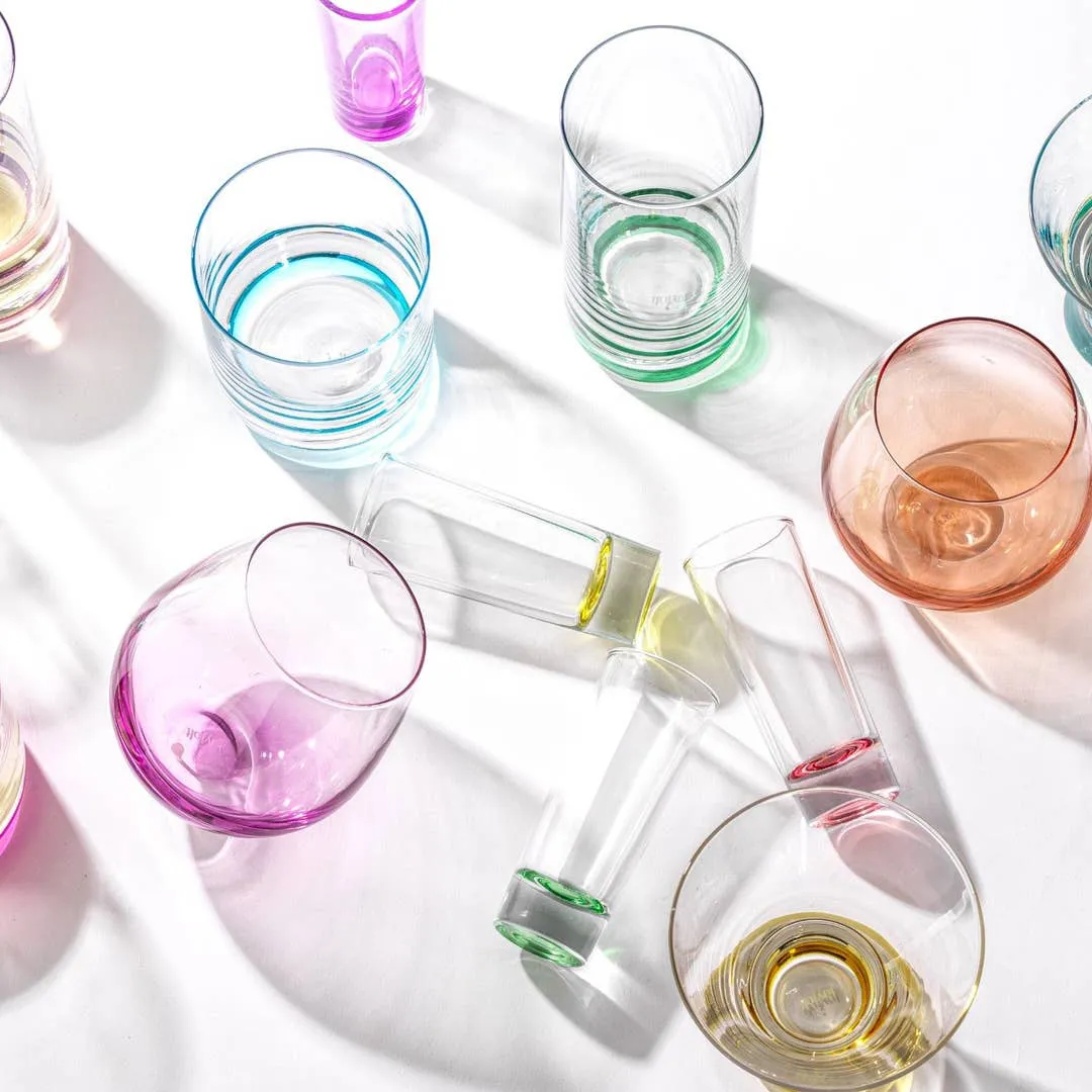 JoyJolt Hue Colored Highball Drinking Glasses - Set of 6