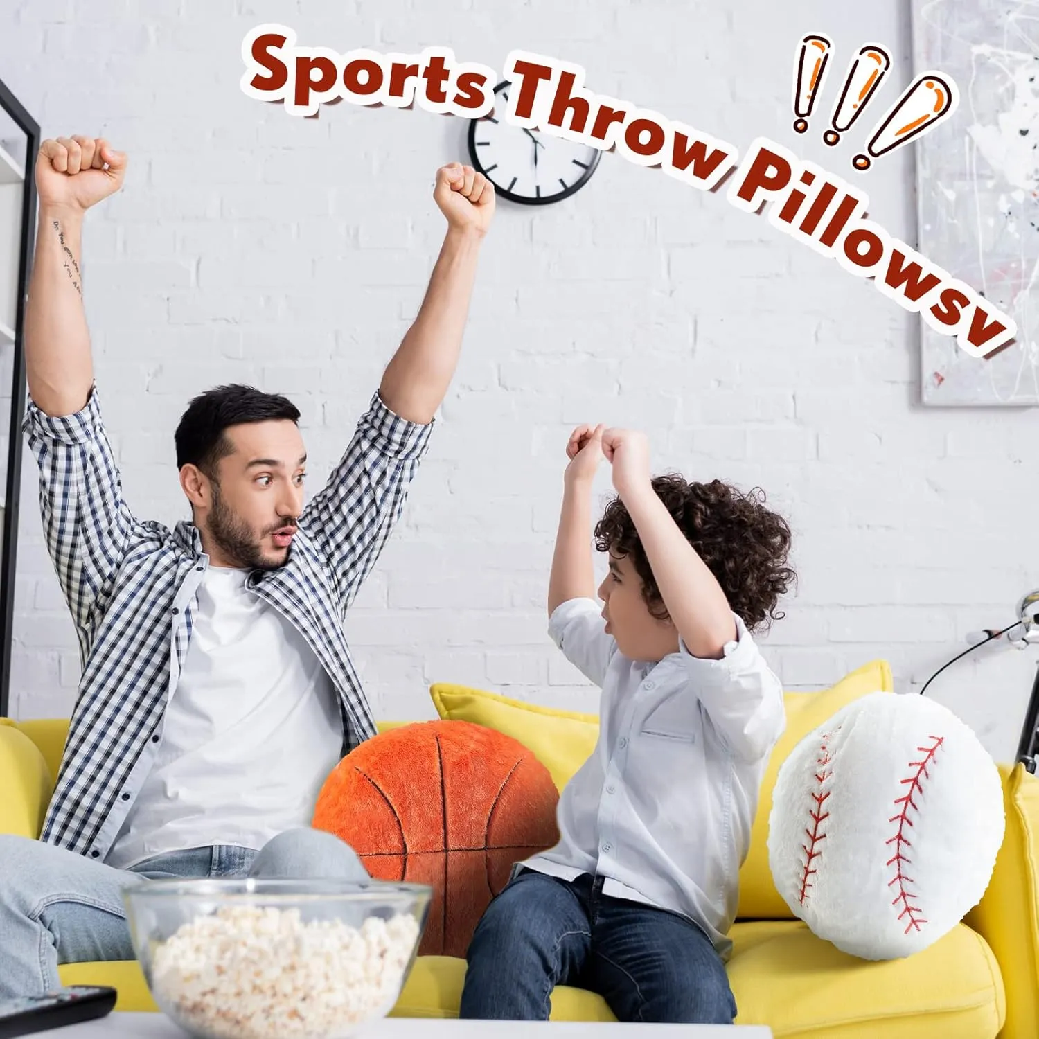 Juexica 4 Pcs Sports Throw Pillows Fluffy Stuffed Soccer Basketball Baseball Pillow Plush Toy Sport Cushion for Room Decor Birthday Present(Medium,Plush)