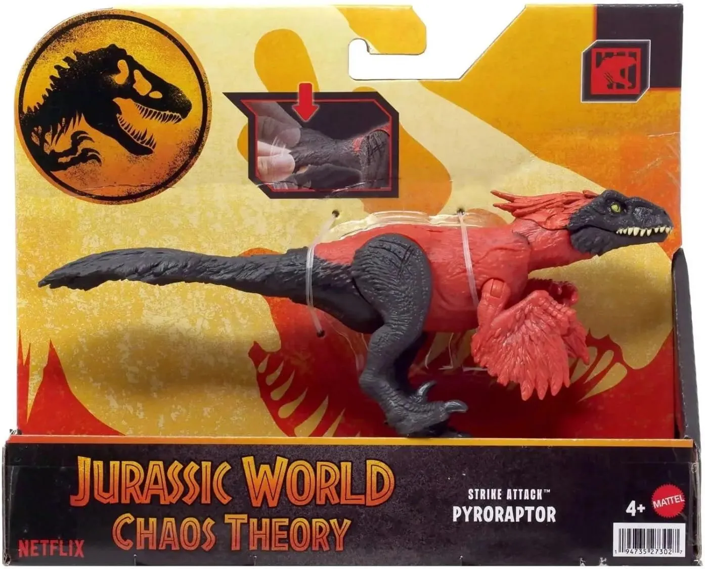 Jurassic World Pyroraptor Attack Bite Toy Dinosaur for Kids Ages 4 and Up