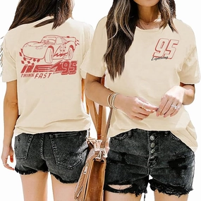jusgai Car Shirts for Women Magic Kingdom Tshirt Car Racer T-Shirts Vacation Trip Summer Casual Short Sleeve Shirt