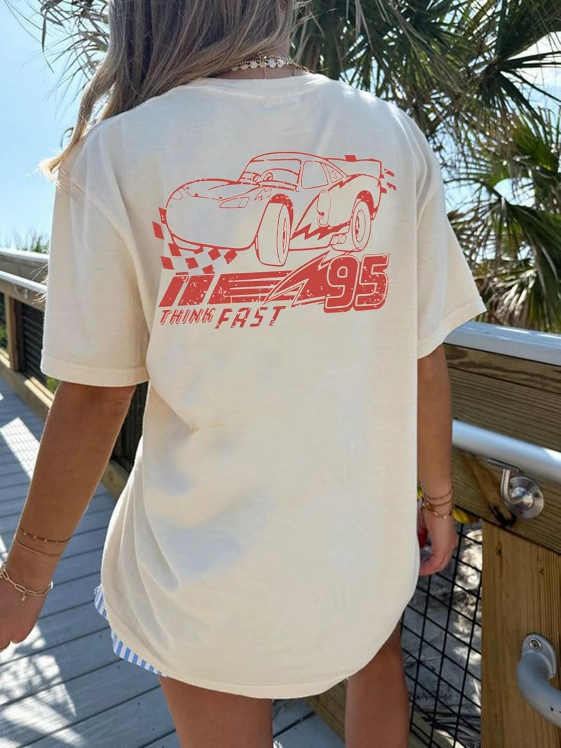 jusgai Car Shirts for Women Magic Kingdom Tshirt Car Racer T-Shirts Vacation Trip Summer Casual Short Sleeve Shirt