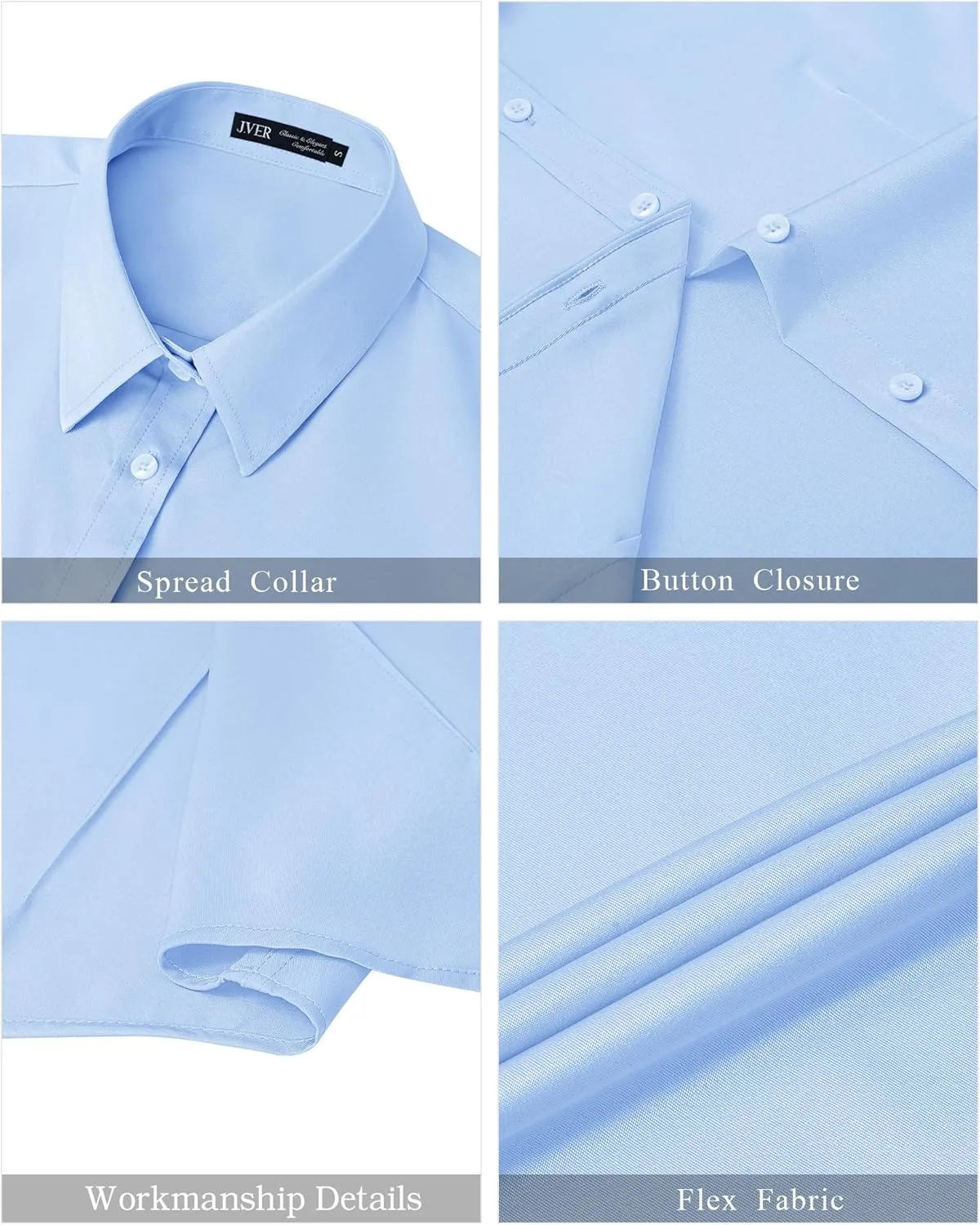 J.VER Womens Button Down Shirts Stretch Wrinkle Free Formal Short Sleeve Dress Shirt Summer Work Blouses Business Casual Tops