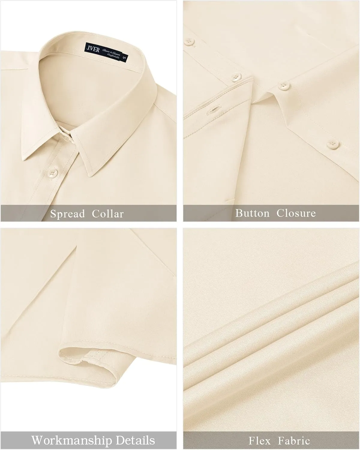 J.VER Womens Button Down Shirts Stretch Wrinkle Free Formal Short Sleeve Dress Shirt Summer Work Blouses Business Casual Tops